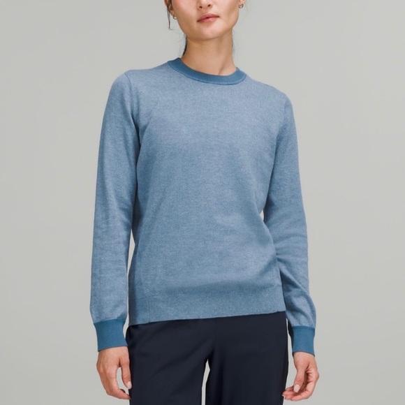 lululemon athletica Sweaters - Lululemon Silk-Blend Crewneck Sweater Light Blue Size 8